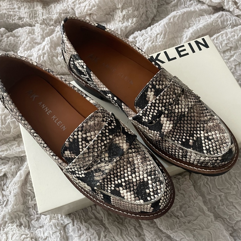 Anne Klein Evelyn Snake Penny Loafers